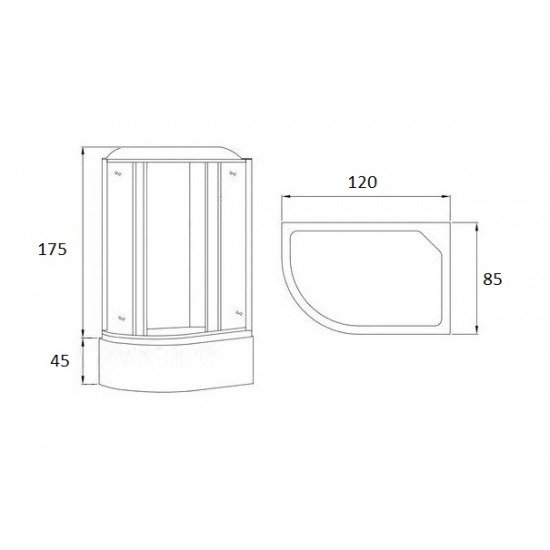 Душевая кабина LORANTO CS-007-1R 120x85x220 с высоким поддоном, с сиденьем