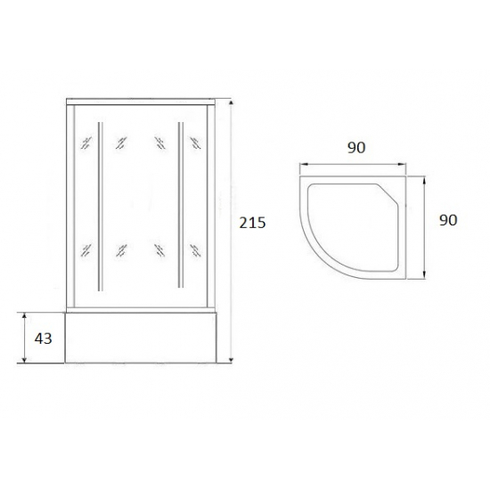 Душевая кабина LORANTO CS-900 HI SK F 90x90x215 с высоким поддоном, с сиденьем