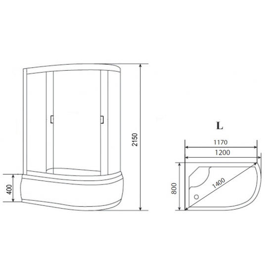 Душевая кабина LORANTO Sunway CS-66120L F 120x80x215 с высоким поддоном, с сиденьем
