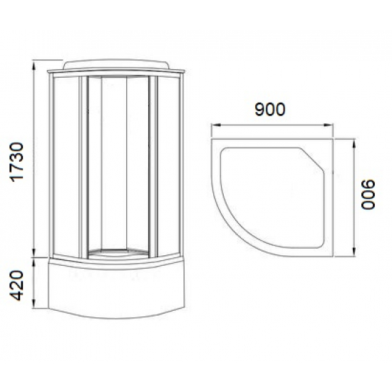 Душевая кабина MIRWELL MR3509TP-C3-RUS 90x90x215 с высоким поддоном, с сиденьем
