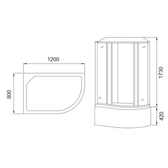 Душевая кабина MIRWELL MR3512TPL-C3-RUS 120x80x215 с высоким поддоном, с сиденьем