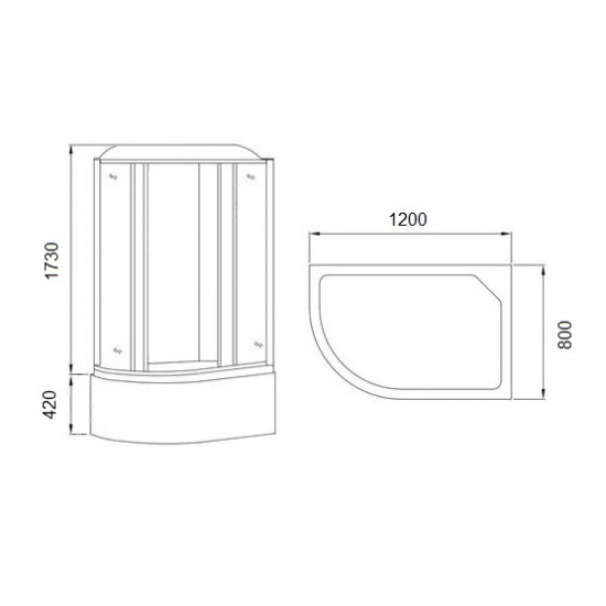 Душевая кабина MIRWELL MR3512TPR-C3-RUS 120x80x215 с высоким поддоном, с сиденьем