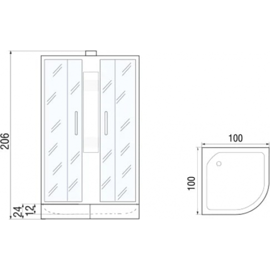 Душевая кабина МОНОМАХ  100/24 С МЗ без крыши