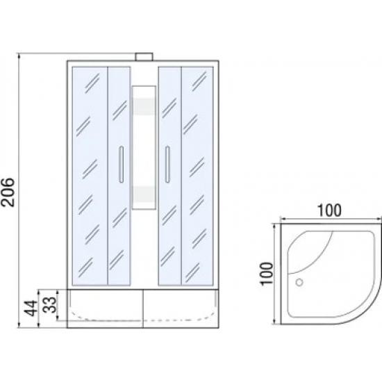 Душевая кабина МОНОМАХ  100/44 С МЗ без крыши