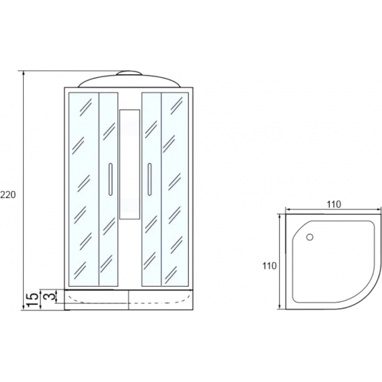 Душевая кабина МОНОМАХ 110/110/15 С МЗ