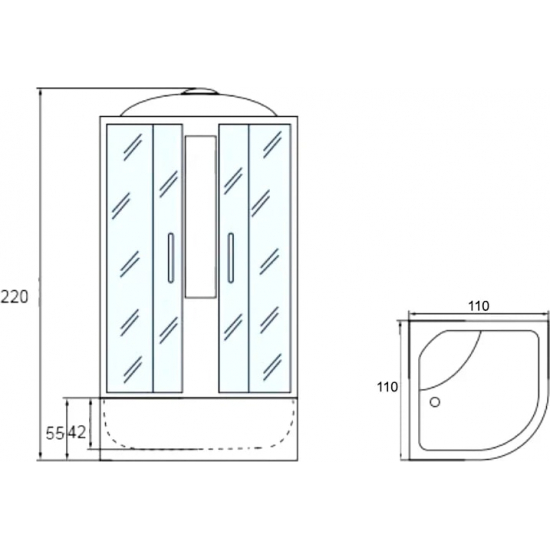 Душевая кабина МОНОМАХ 110/110/55 С МЗ