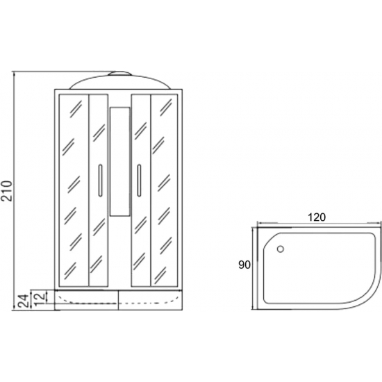 Душевая кабина МОНОМАХ 120/90/24 МЗ L