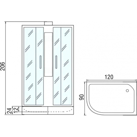Душевая кабина МОНОМАХ  120/90/24 МЗ R без крыши