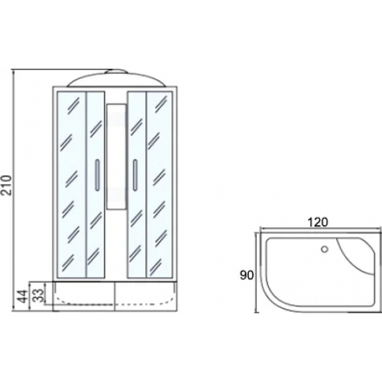 Душевая кабина МОНОМАХ 120/90/44 МЗ R