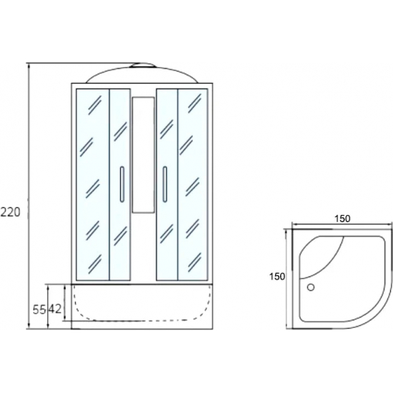 Душевая кабина МОНОМАХ 150/150/55 С МЗ