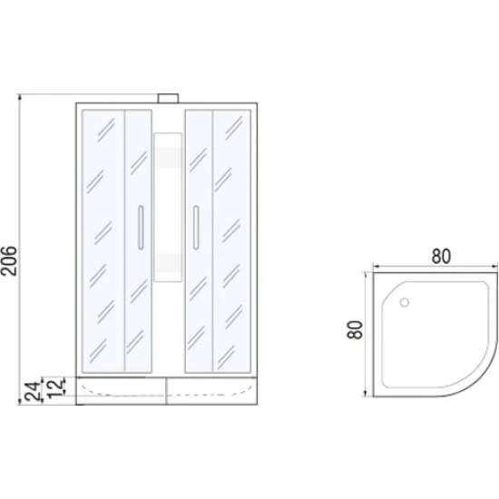 Душевая кабина МОНОМАХ  80/24 С МЗ без крыши