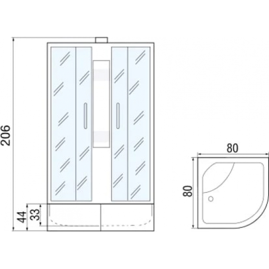 Душевая кабина МОНОМАХ  80/44 С МЗ без крыши