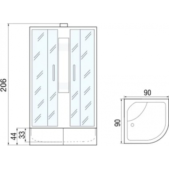Душевая кабина МОНОМАХ  90/44 С МЗ без крыши