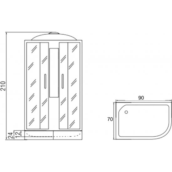 Душевая кабина МОНОМАХ 90/70/24 МЗ L