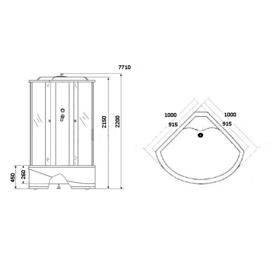 Душевая кабина NIAGARA Luxe NG-7710G 100x100x220 золото, с высоким поддоном, с сиденьем