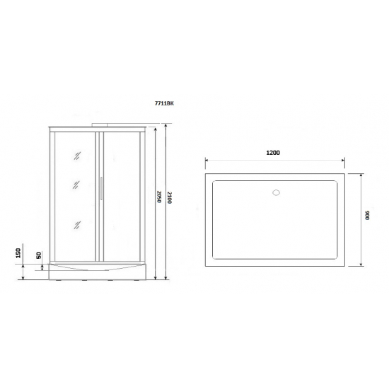 Душевая кабина NIAGARA Luxe NG-7711WBK 120x90x210 серебро, без крыши
