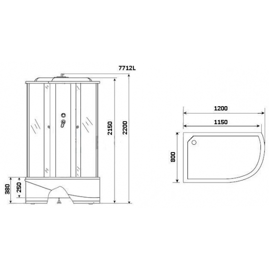 Душевая кабина NIAGARA Luxe NG-7712GL 120x80x220 золото, с высоким поддоном, с сиденьем