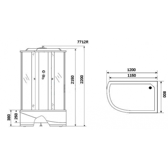 Душевая кабина NIAGARA Luxe NG-7712GR 120x80x220 золото, с высоким поддоном, с сиденьем