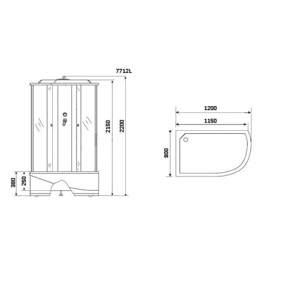 Душевая кабина NIAGARA Luxe NG-7712WL 120x80x220 серебро, с высоким поддоном, с сиденьем