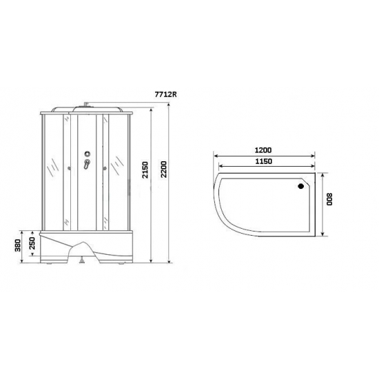 Душевая кабина NIAGARA Luxe NG-7712WR 120x80x220 серебро, с высоким поддоном, с сиденьем