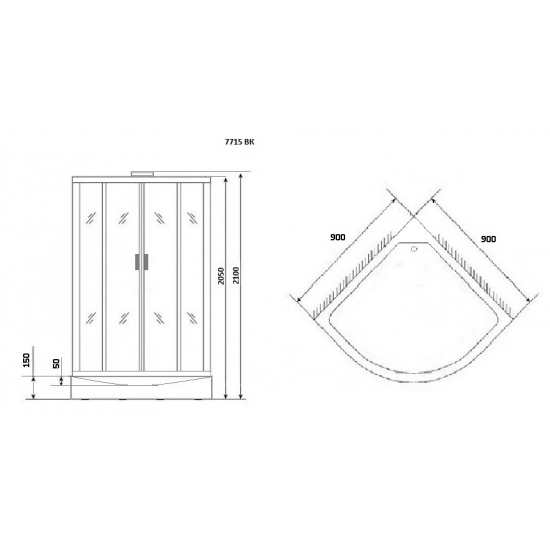 Душевая кабина NIAGARA Luxe NG-7715GBK 90x90x210 золото, без крыши