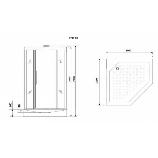 Душевая кабина NIAGARA Luxe NG-7717WBK 100x100x210 серебро, без крыши