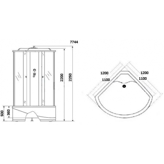 Душевая кабина NIAGARA Luxe NG-7744W 120x120x225 серебро, с высоким поддоном, с сиденьем