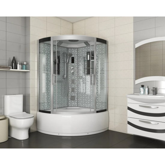 Душевая кабина NIAGARA Luxe NG-7744W 120x120x225 серебро, с высоким поддоном, с сиденьем