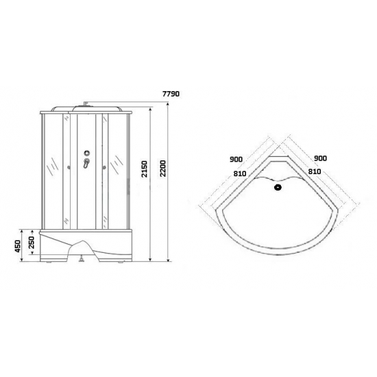 Душевая кабина NIAGARA Luxe NG-7790G 90x90x220 золото, с высоким поддоном, с сиденьем