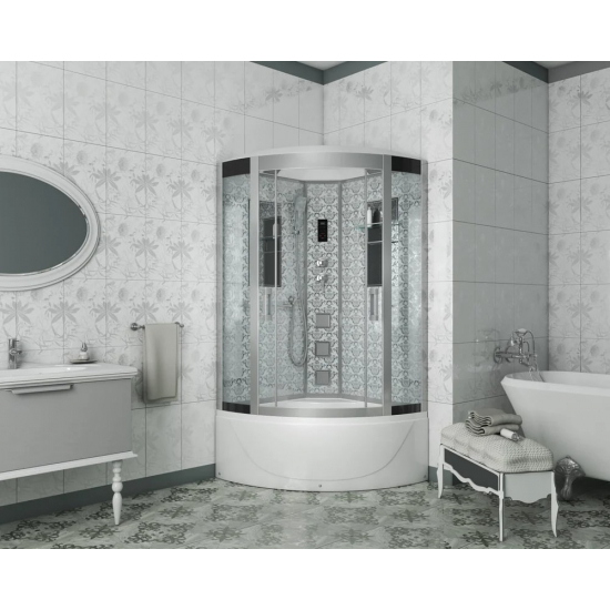Душевая кабина NIAGARA Luxe NG-7790W 90x90x220 серебро, с высоким поддоном, с сиденьем