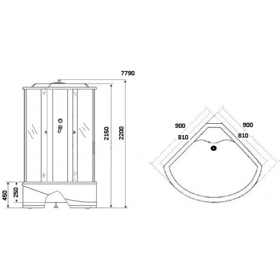 Душевая кабина NIAGARA Luxe NG-7790W 90x90x220 серебро, с высоким поддоном, с сиденьем