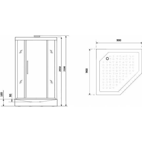 Душевая кабина NIAGARA Luxe NG-7799WBK 90x90x210 серебро, с низким поддоном, без крыши