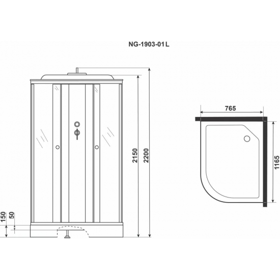 Душевая кабина NIAGARA NG-1903-01L 120x80x220 с низким поддоном