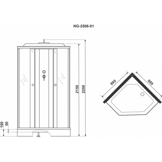 Душевая кабина NIAGARA NG-2506-01 90x90x220