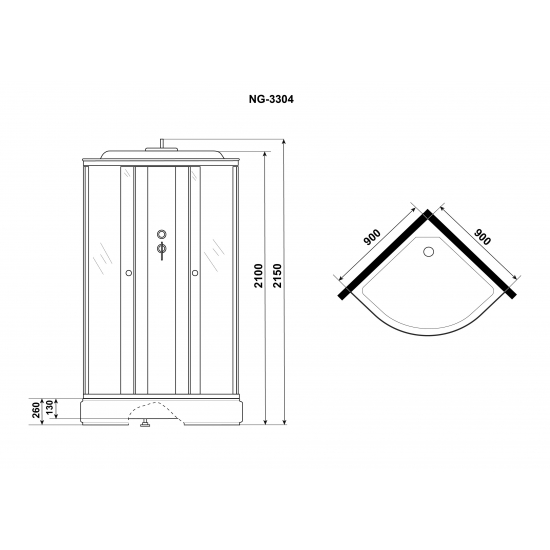 Душевая кабина NIAGARA NG-3304-14 90x90x215