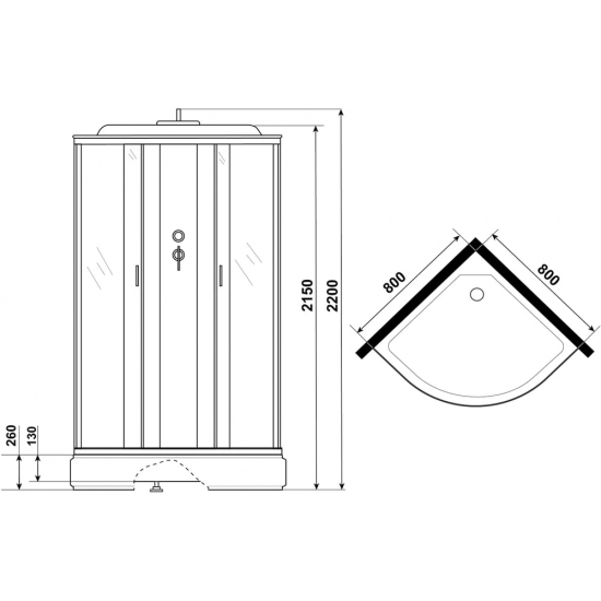 Душевая кабина NIAGARA NG-6703-14 80x80x220