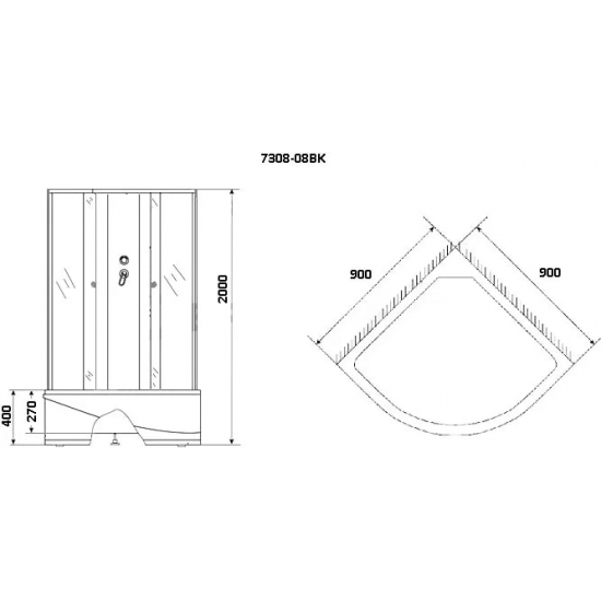 Душевая кабина NIAGARA NG-7308-14BK 90x90x200 без крыши