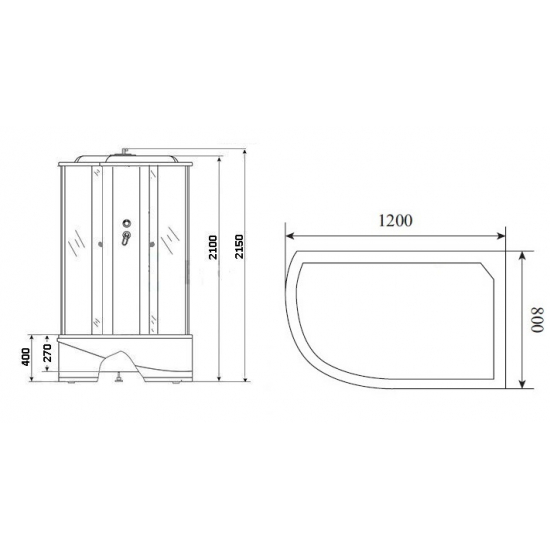 Душевая кабина NIAGARA NG-7310-14R 120x80x215 с высоким поддоном, с сиденьем
