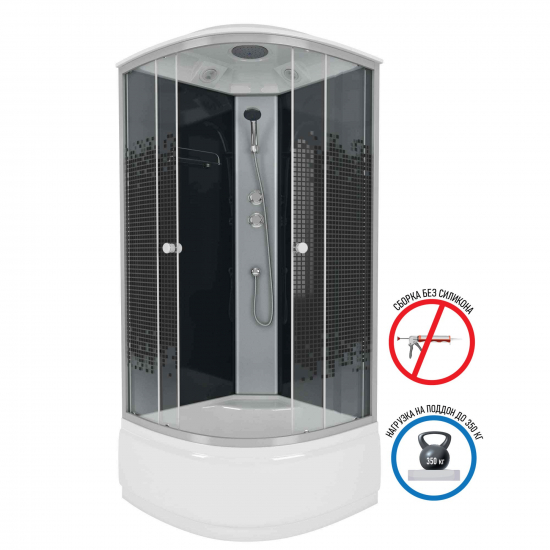 Душевая кабина NIAGARA NG-7507-14 80x80x215 BLACK с высоким поддоном, с сиденьем