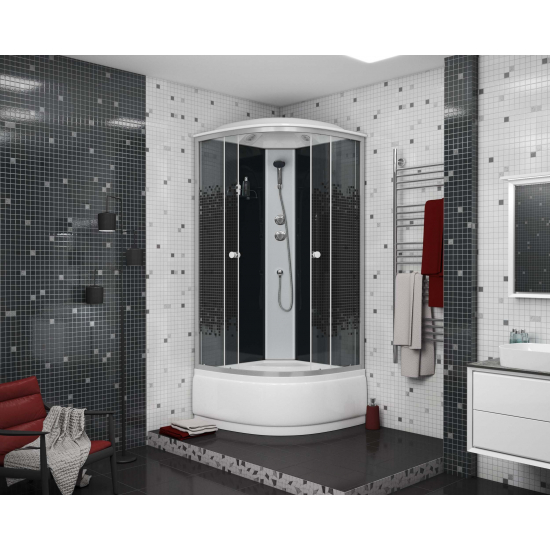 Душевая кабина NIAGARA NG-7509-14BLACK 100x100x215 с высоким поддоном, с сиденьем