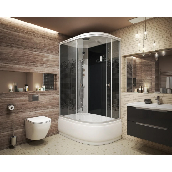 Душевая кабина NIAGARA NG-7510-14L BLACK 120x80x215 с высоким поддоном, с сиденьем