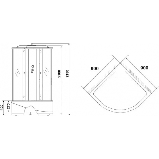 Душевая кабина NIAGARA NG-8308-14 90x90x215 с высоким поддоном, с сиденьем