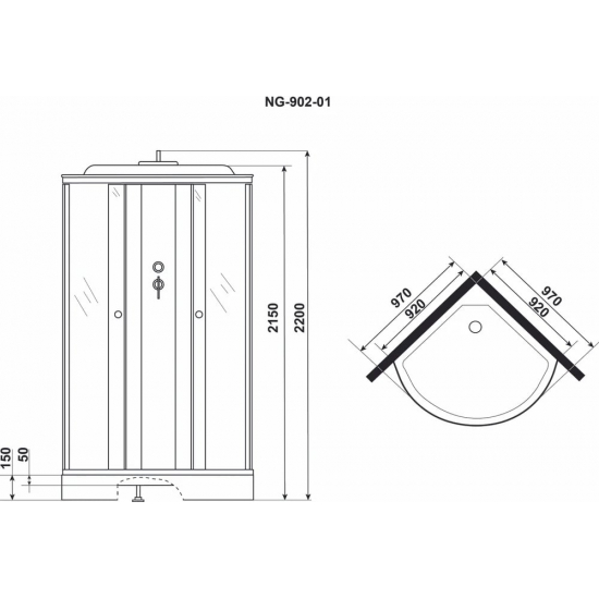 Душевая кабина NIAGARA NG-902-01 100x100x220 с сиденьем