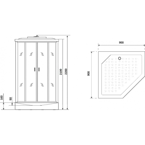 Душевая кабина NIAGARA Premium NG-6901-01D BLACK 90x90x220 чёрная, с низким поддоном