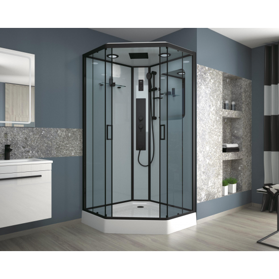 Душевая кабина NIAGARA Premium NG-6901-01GD BLACK 90x90x220 чёрная, с низким поддоном