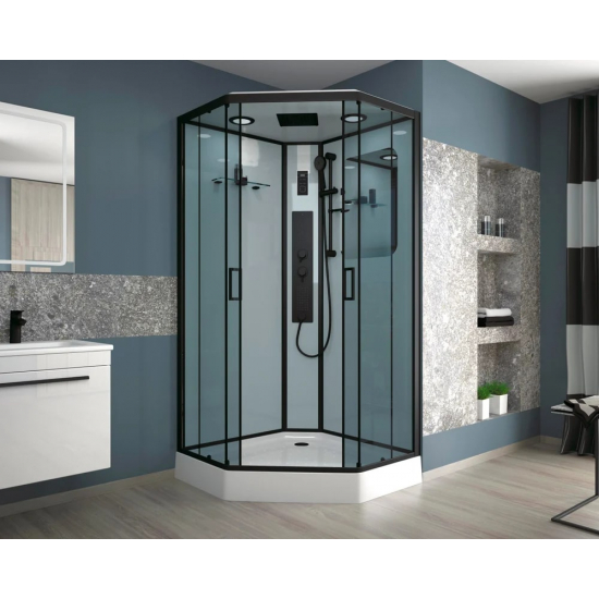 Душевая кабина NIAGARA Premium NG-6902-01GD BLACK 100x100x220 чёрная, с низким поддоном