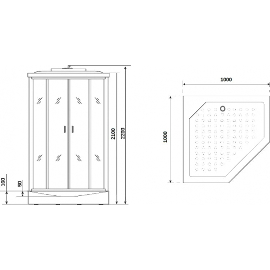 Душевая кабина NIAGARA Premium NG-6902-01GD BLACK 100x100x220 чёрная, с низким поддоном