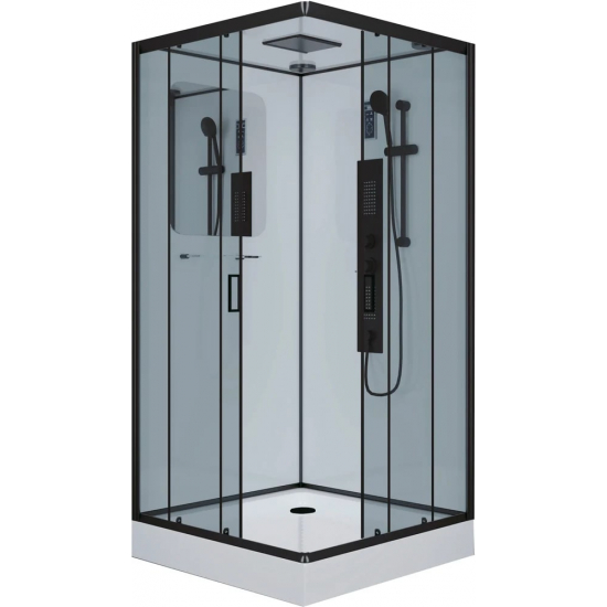 Душевая кабина NIAGARA Premium NG-6902-01GQ BLACK 100x100x210 чёрная, с низким поддоном