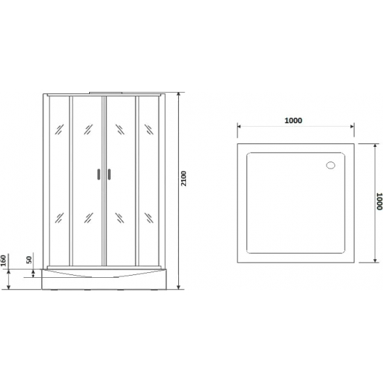 Душевая кабина NIAGARA Premium NG-6902-01GQ BLACK 100x100x210 чёрная, с низким поддоном