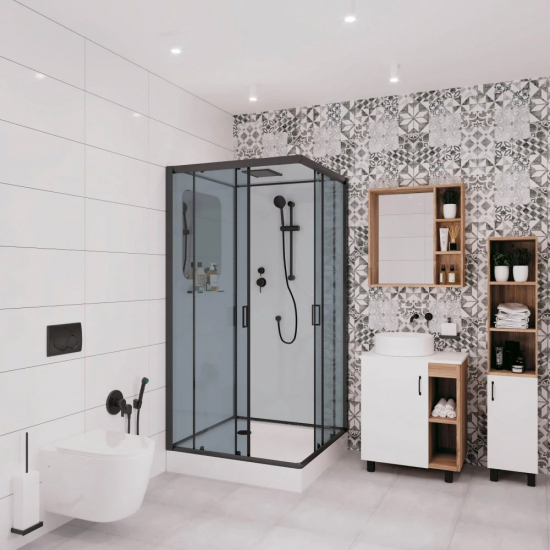 Душевая кабина NIAGARA Premium NG-6902-01Q BLACK 100x100x210 чёрная, с низким поддоном